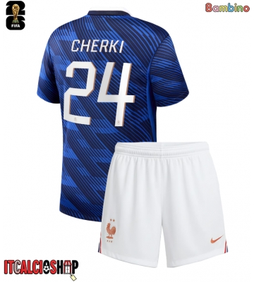 Francia Rayan Cherki #24 Prima Maglia Bambino Mondiali 2026 Manica Corta (+ Pantaloni corti)